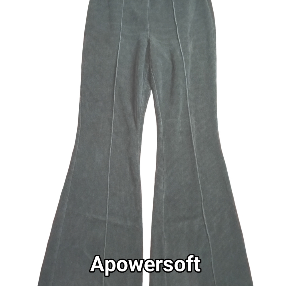 Aerie Sage Green Stretch Corduroy Flare Pants Size Medium